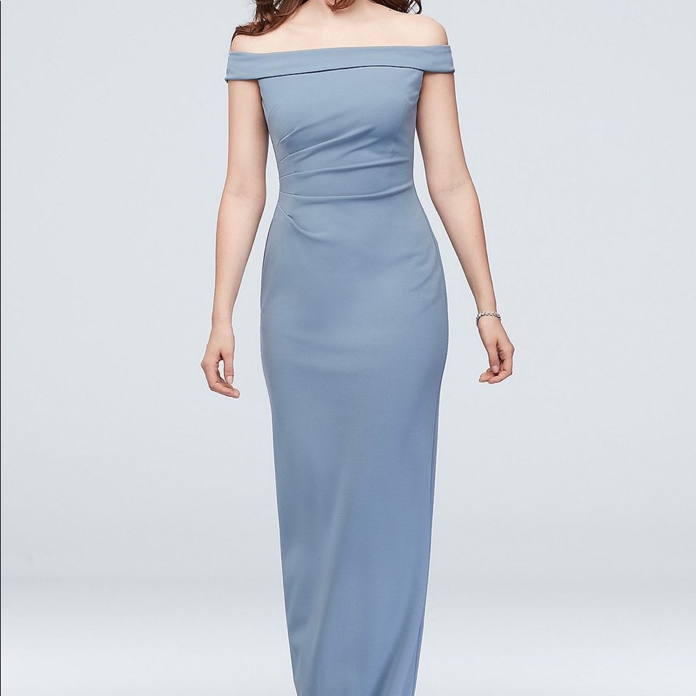 Off-the-Shoulder Stretch Crepe Ruched Dress